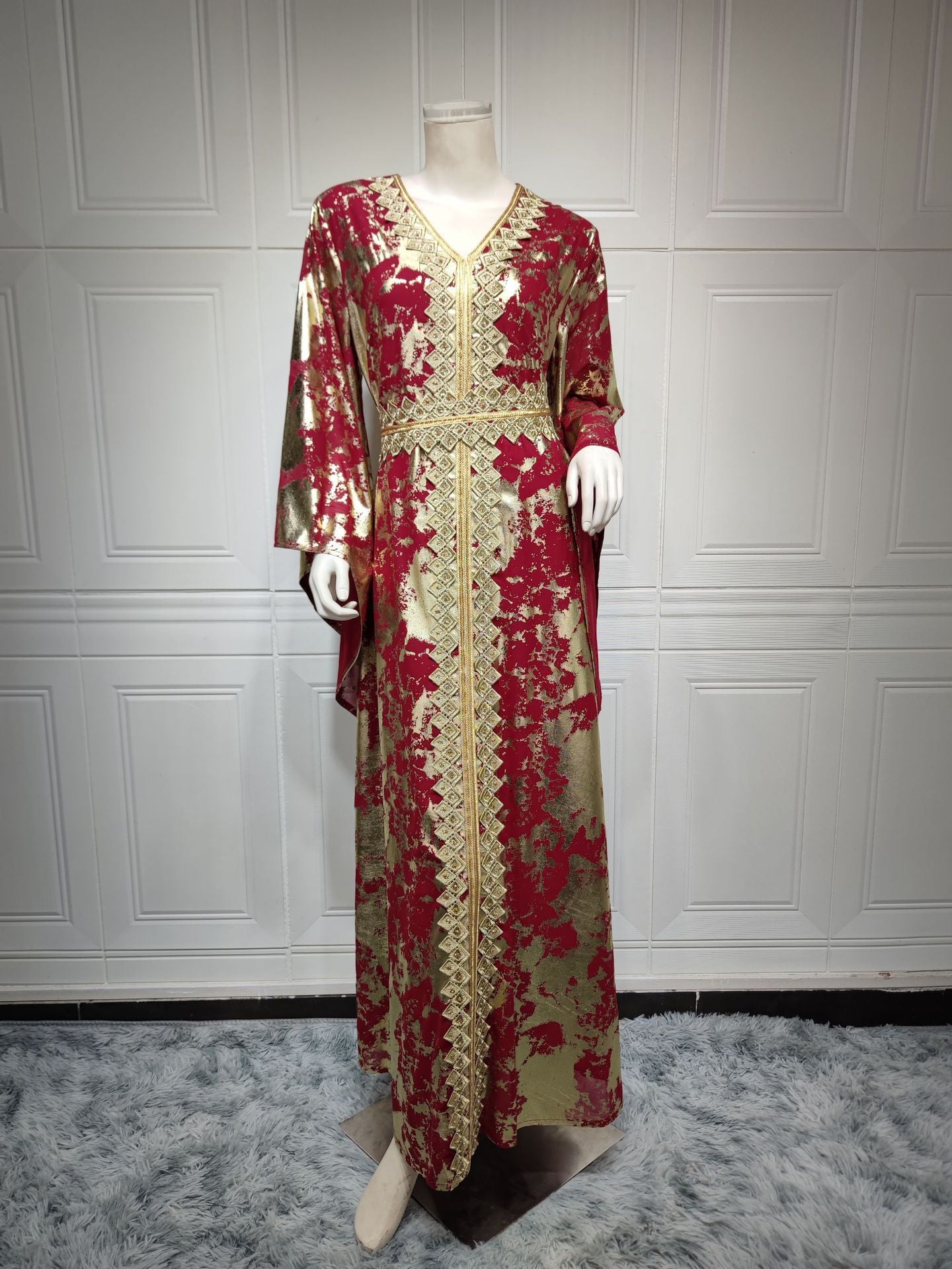Muslim Chiffon Bronzing Robe Containing Belt