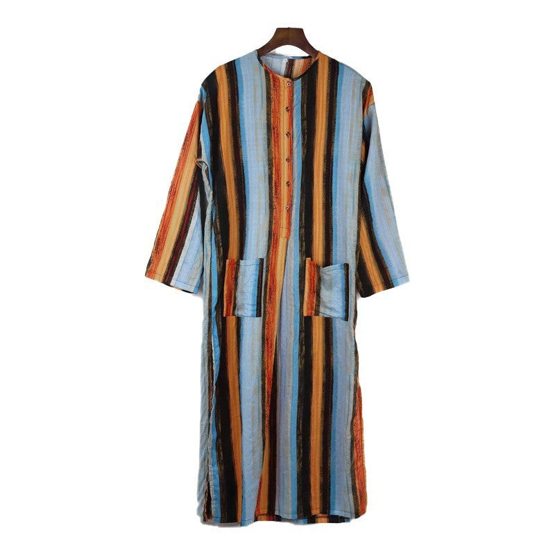 Long Sleeve Striped Men's Robe