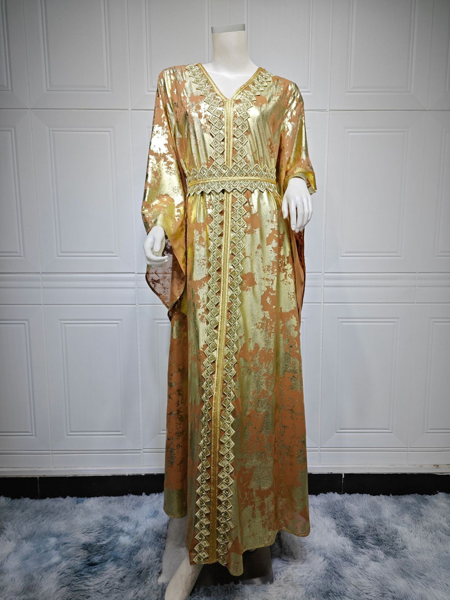 Muslim Chiffon Bronzing Robe Containing Belt
