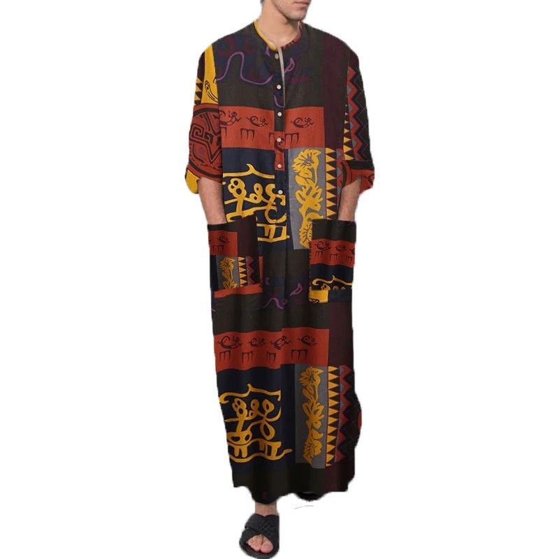 Long Sleeve Striped Men's Robe