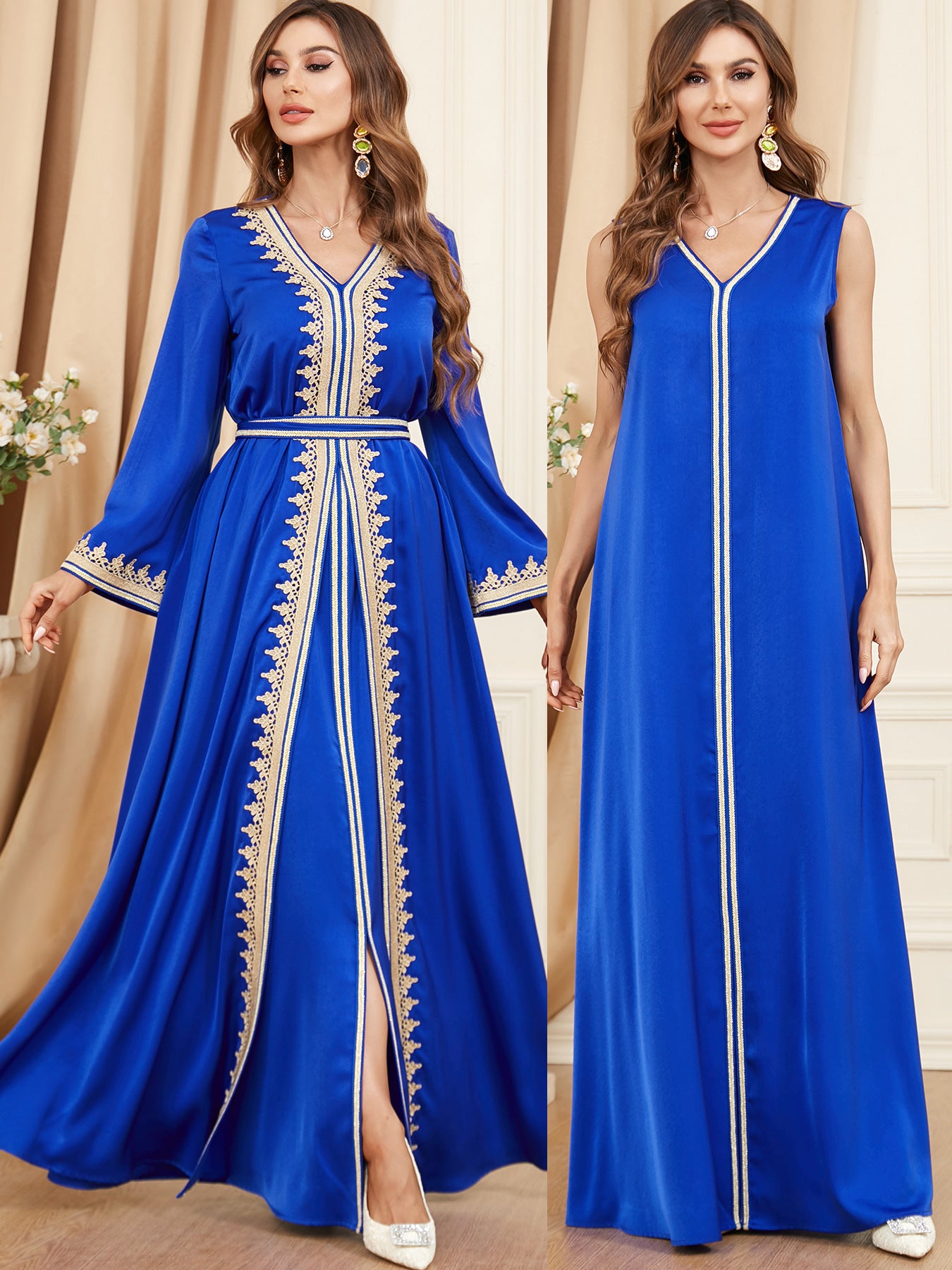 2 Pcs Women's Elegant Moroccan Style Dress