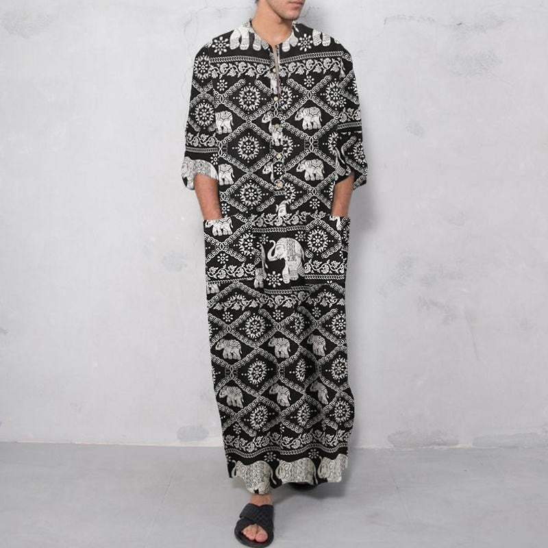 Long Sleeve Striped Men's Robe