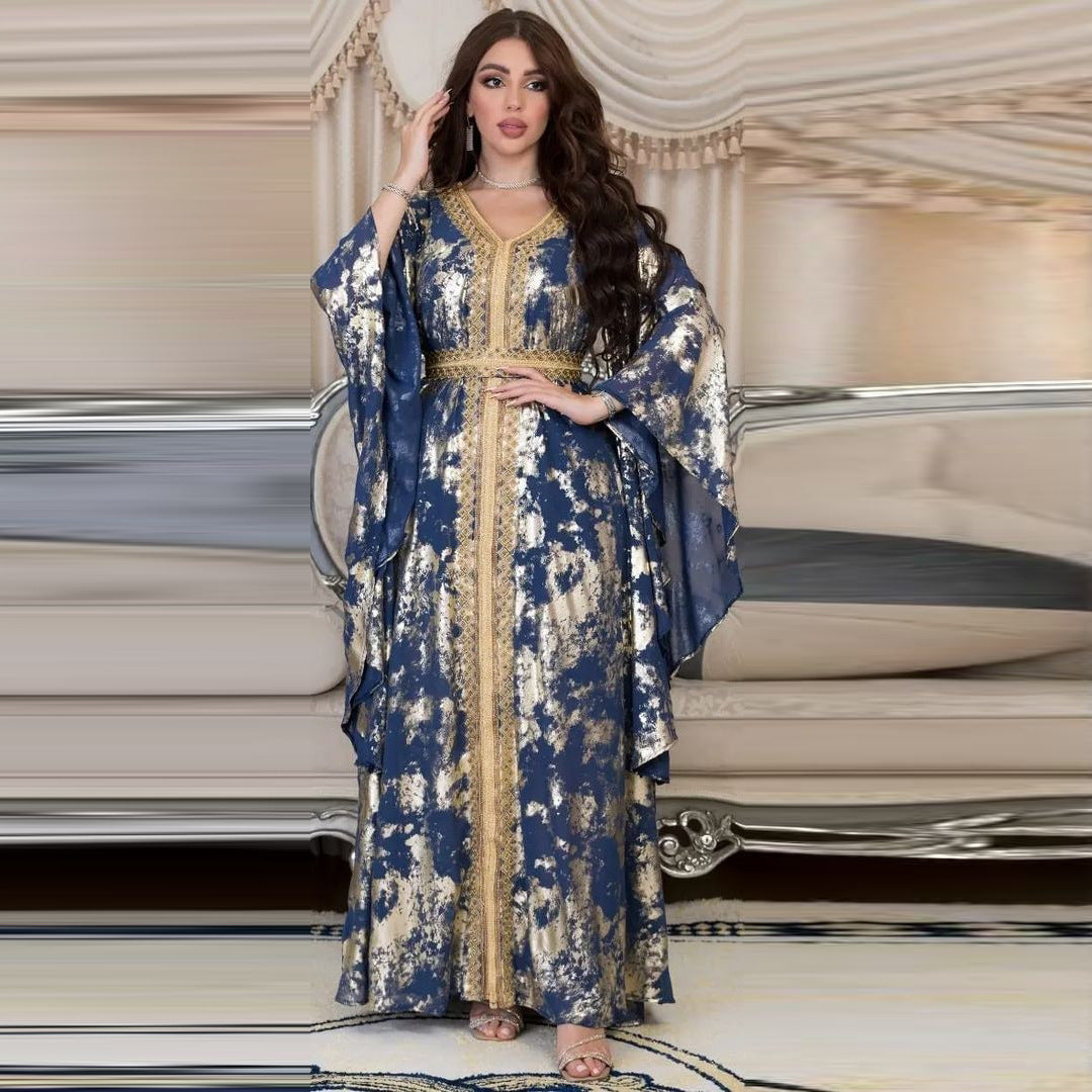 Muslim Chiffon Bronzing Robe Containing Belt
