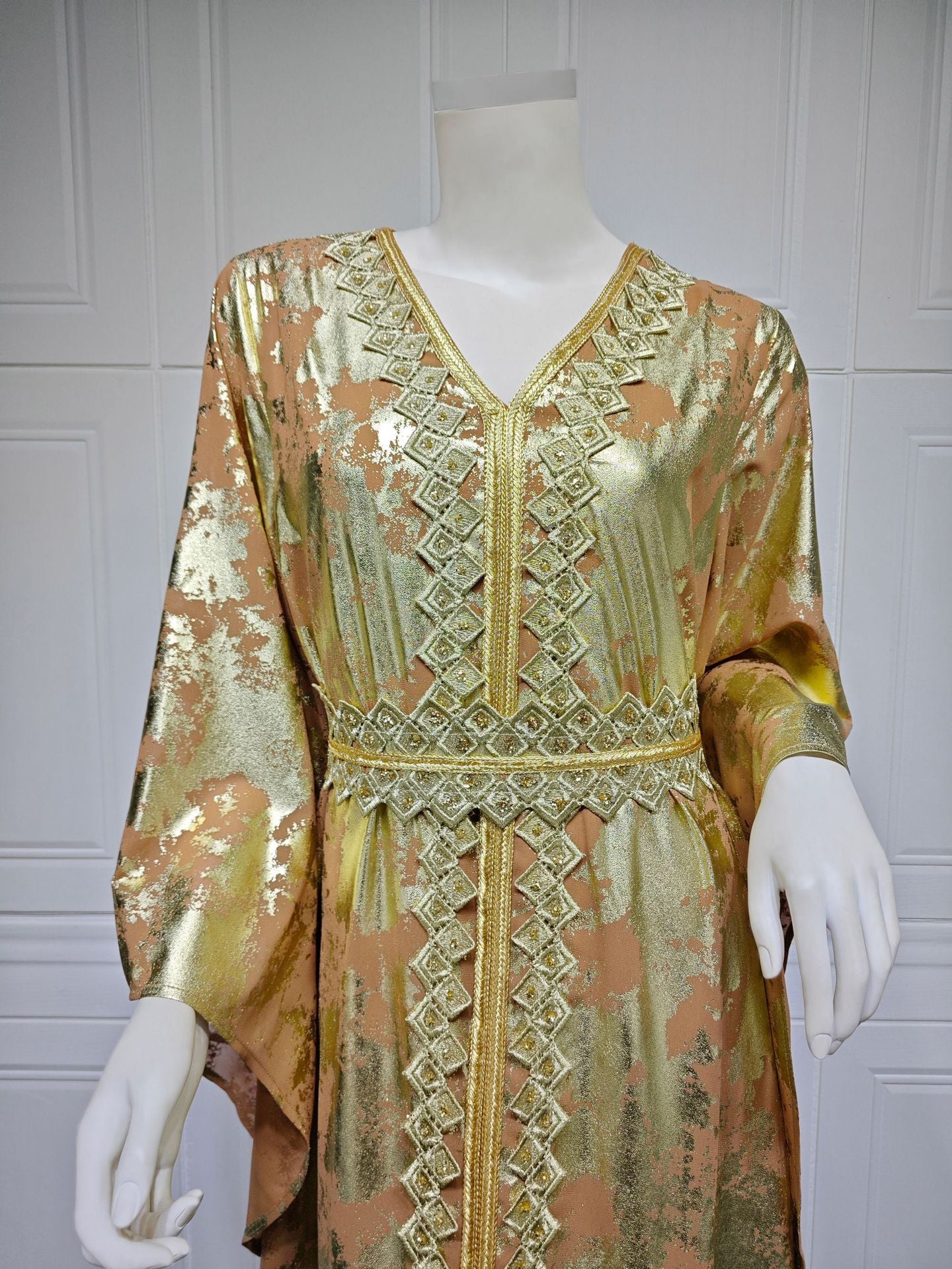Muslim Chiffon Bronzing Robe Containing Belt