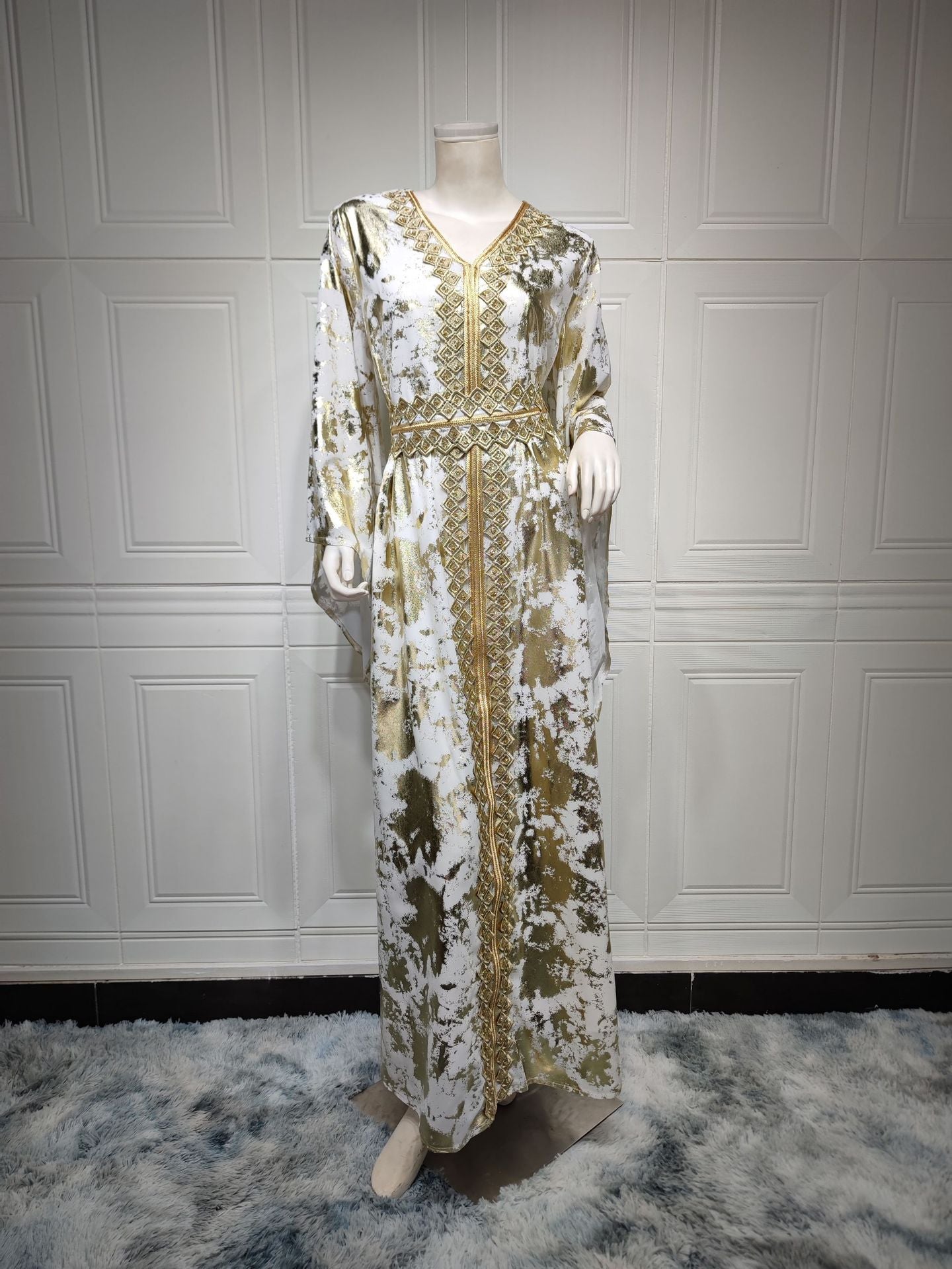 Muslim Chiffon Bronzing Robe Containing Belt