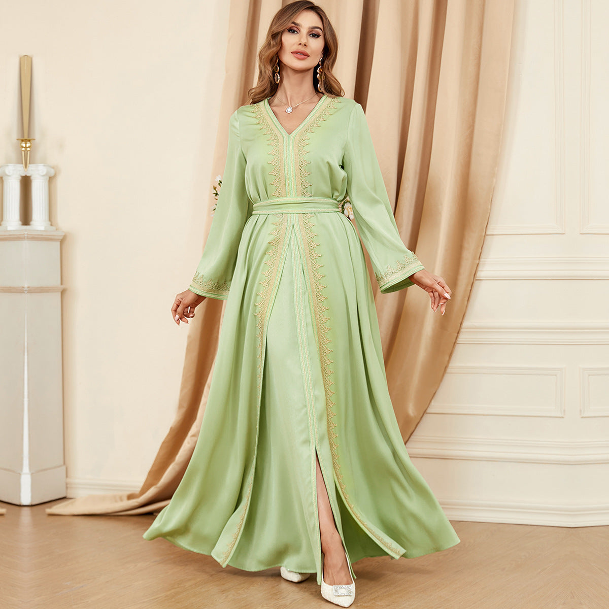 2 Pcs Women's Elegant Moroccan Style Dress