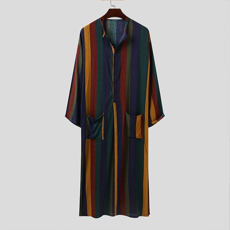 Long Sleeve Striped Men's Robe