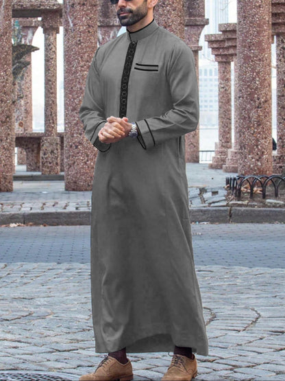 Long Sleeve Embroidered Muslim Casual Ethnic Robe