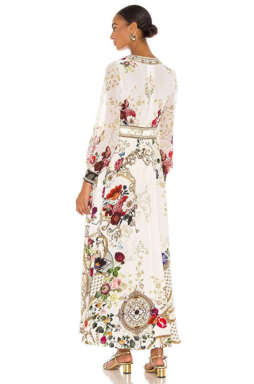 High-Waist Printed Loose Floral Kaftan