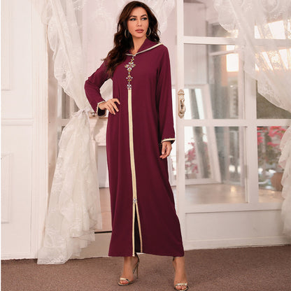 Avocado Green Hooded Moroccan Robe Dress