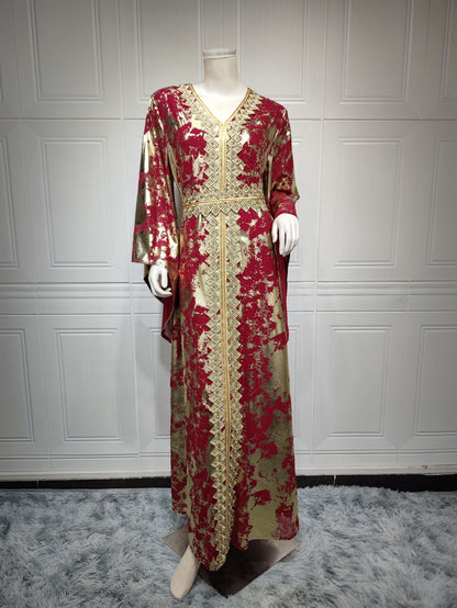 Muslim Chiffon Bronzing Robe Containing Belt