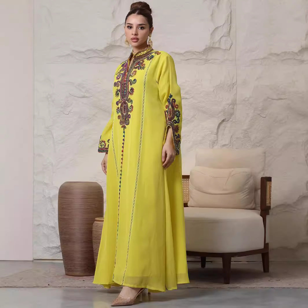 Embroidery Craft Leisure Robe Dress