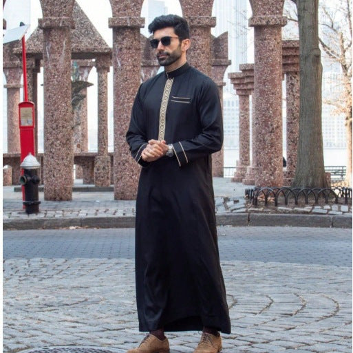 Long Sleeve Embroidered Muslim Casual Ethnic Robe