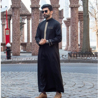 Long Sleeve Embroidered Muslim Casual Ethnic Robe