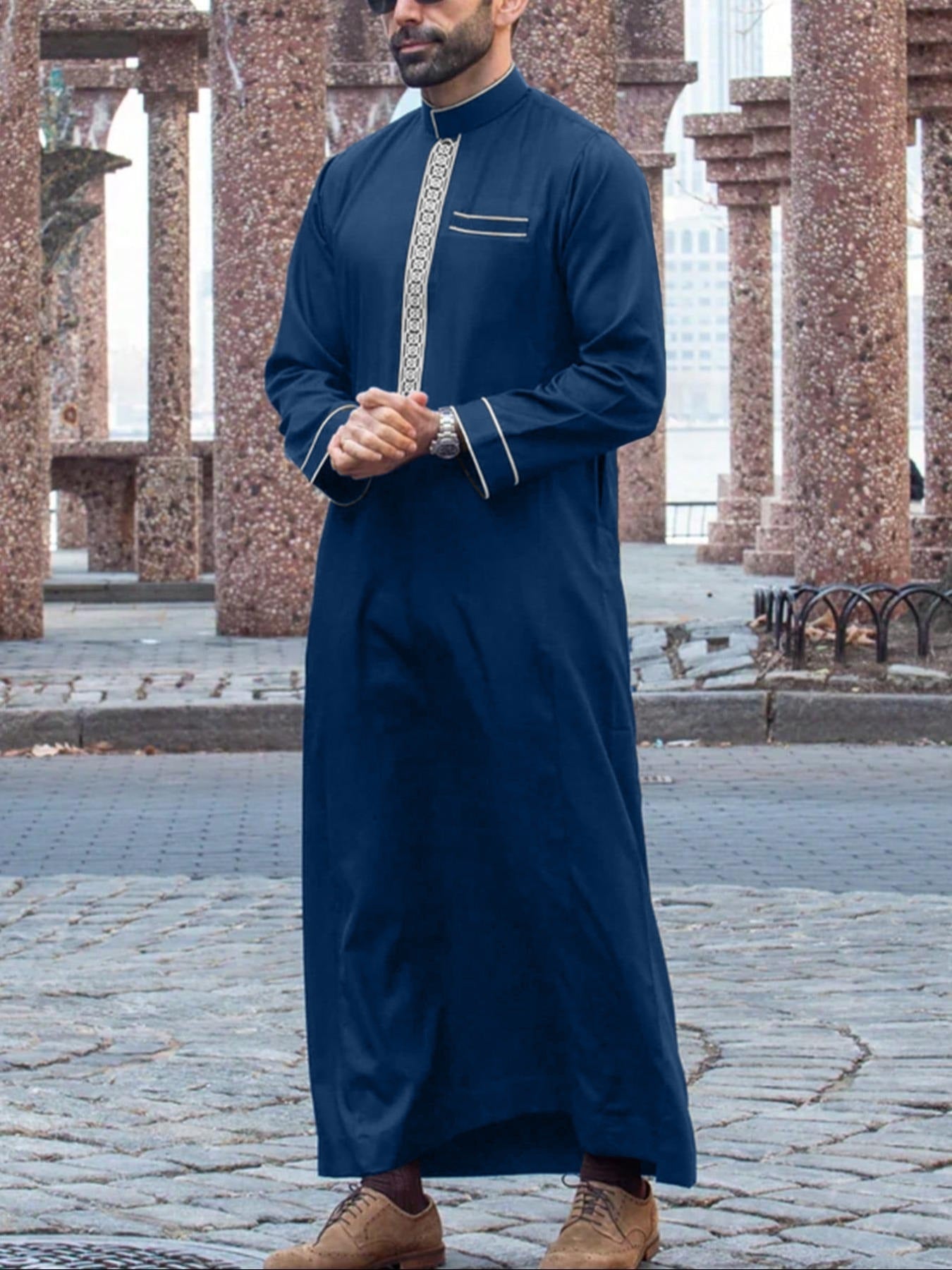 Long Sleeve Embroidered Muslim Casual Ethnic Robe
