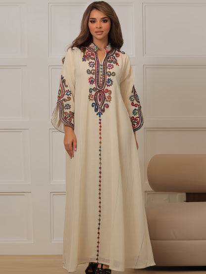 Embroidery Craft Leisure Robe Dress