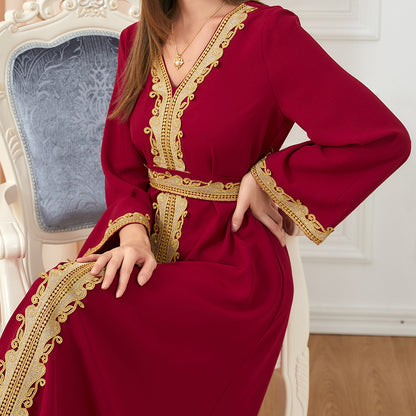 Embroidery Women's Temperament Long-sleeved Dress