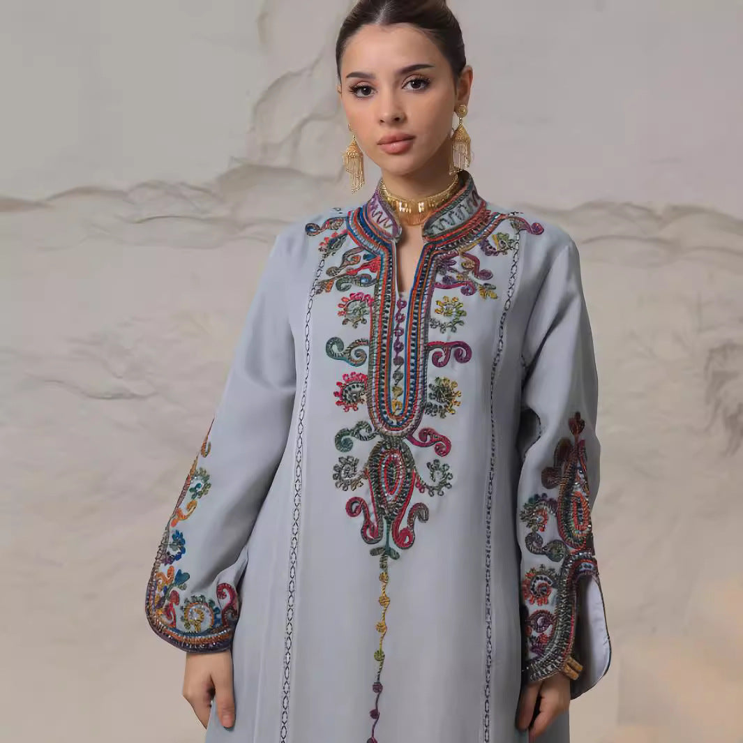 Embroidery Craft Leisure Robe Dress