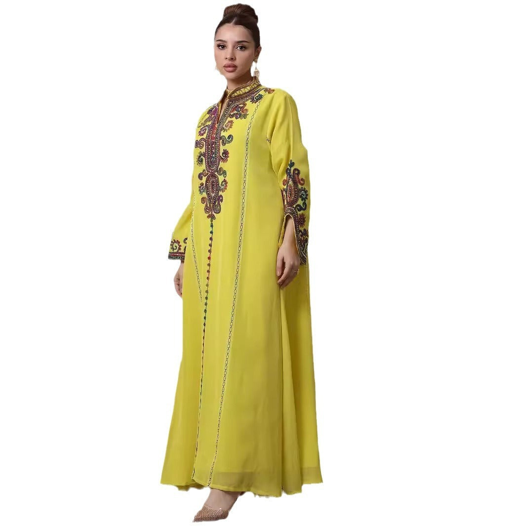 Embroidery Craft Leisure Robe Dress
