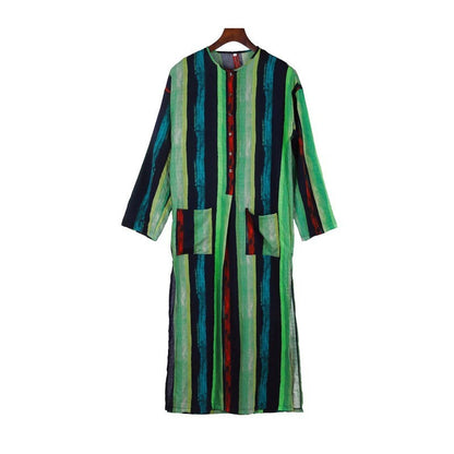 Long Sleeve Striped Men's Robe