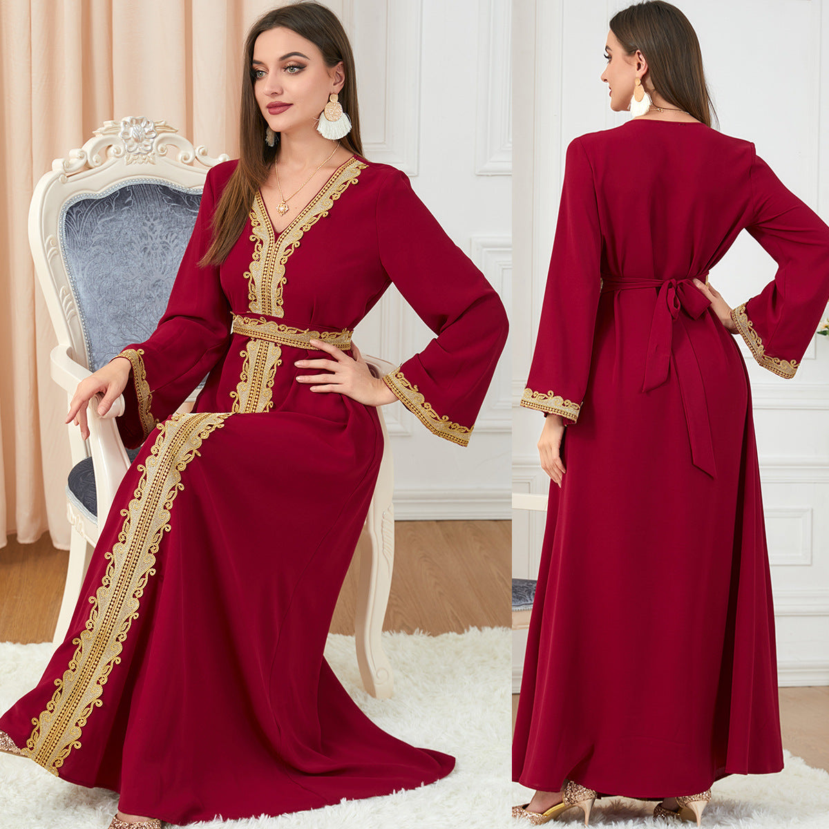 Embroidery Women's Temperament Long-sleeved Dress