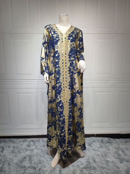 Muslim Chiffon Bronzing Robe Containing Belt