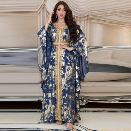 Muslim Chiffon Bronzing Robe Containing Belt