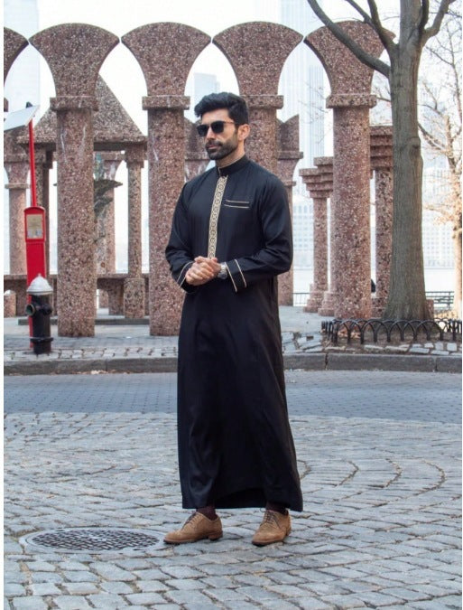 Long Sleeve Embroidered Muslim Casual Ethnic Robe
