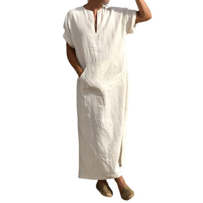 Long-Cut Short Sleeve Bottoming Robe For Men
