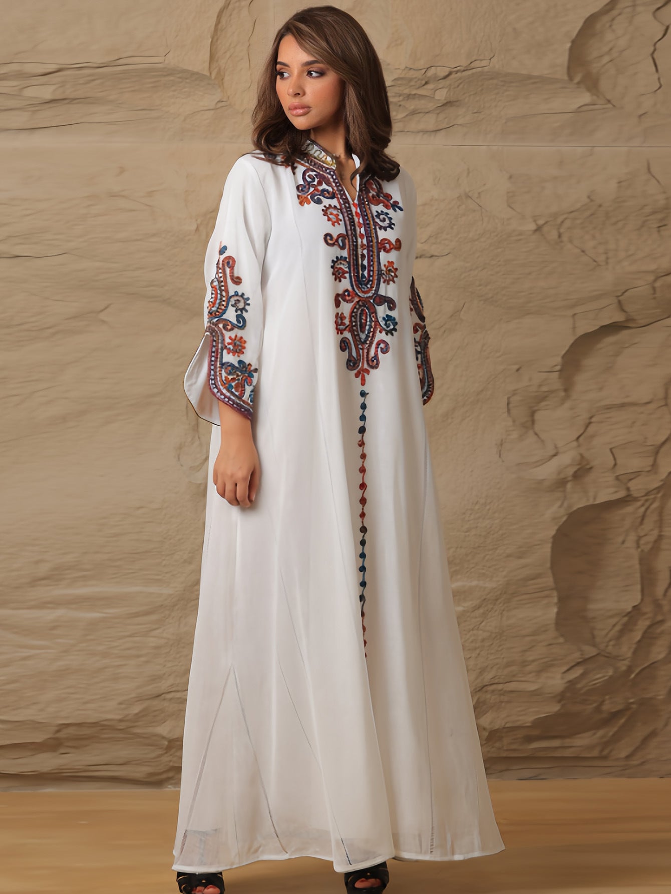 Embroidery Craft Leisure Robe Dress