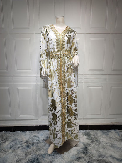 Muslim Chiffon Bronzing Robe Containing Belt