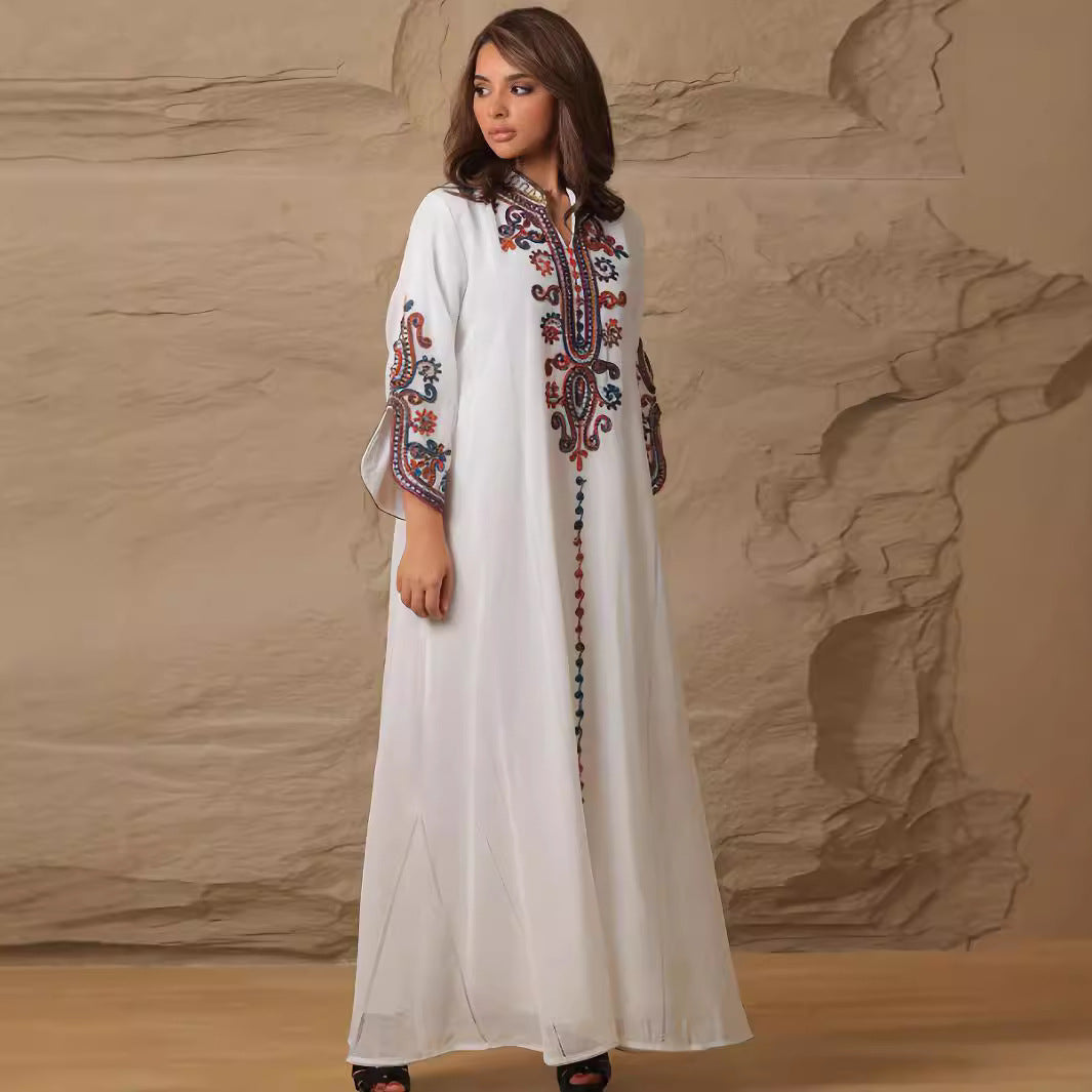 Embroidery Craft Leisure Robe Dress