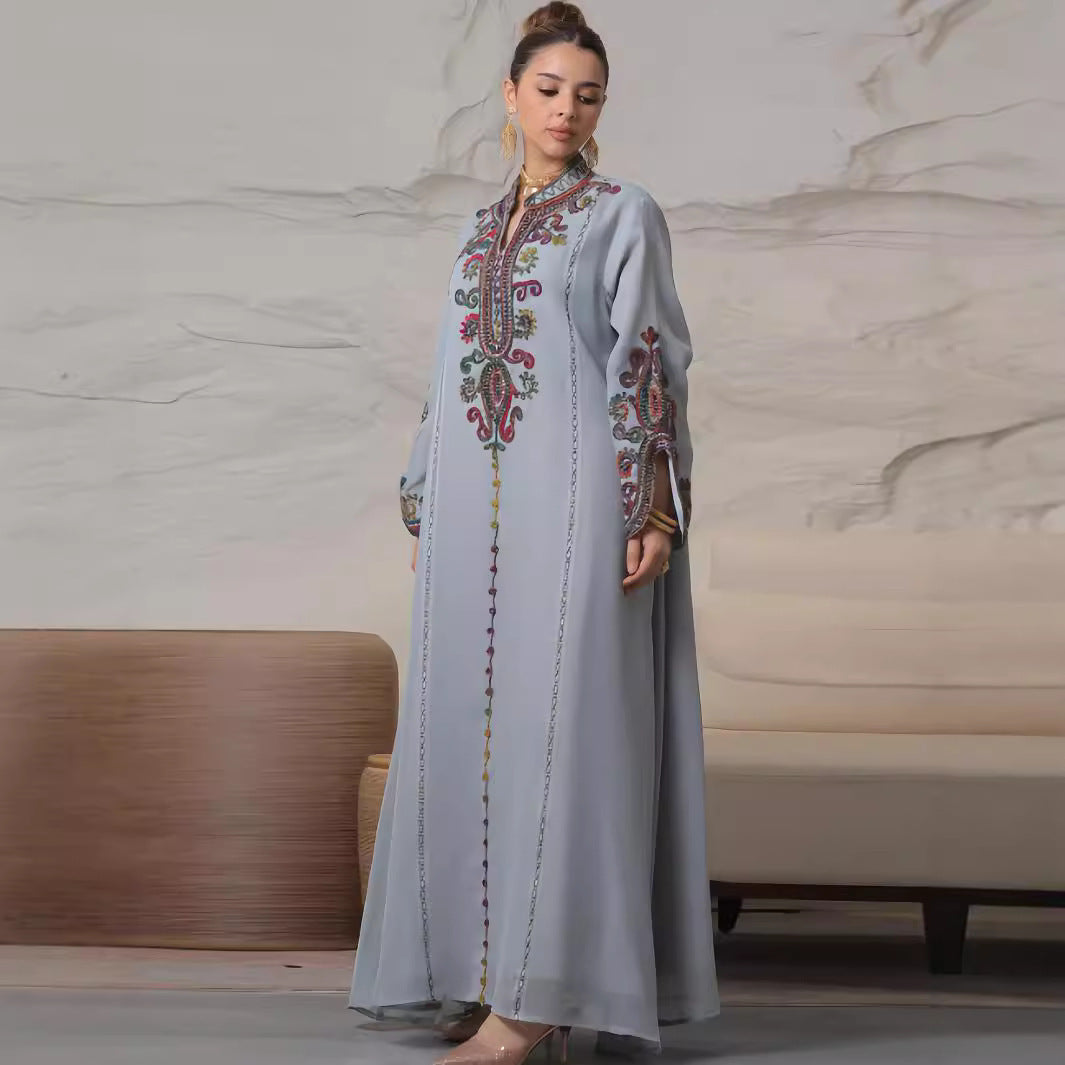 Embroidery Craft Leisure Robe Dress